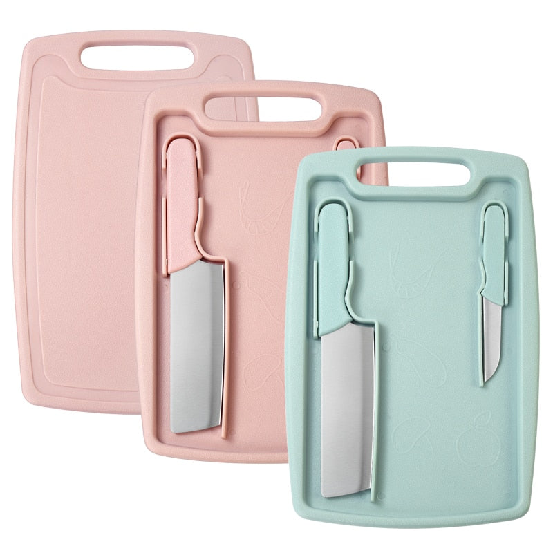 Set Antibacterial Food Grade PP Plastic classified Chopping Board with ceramic knife kitchen fruits vegetables cutting mats