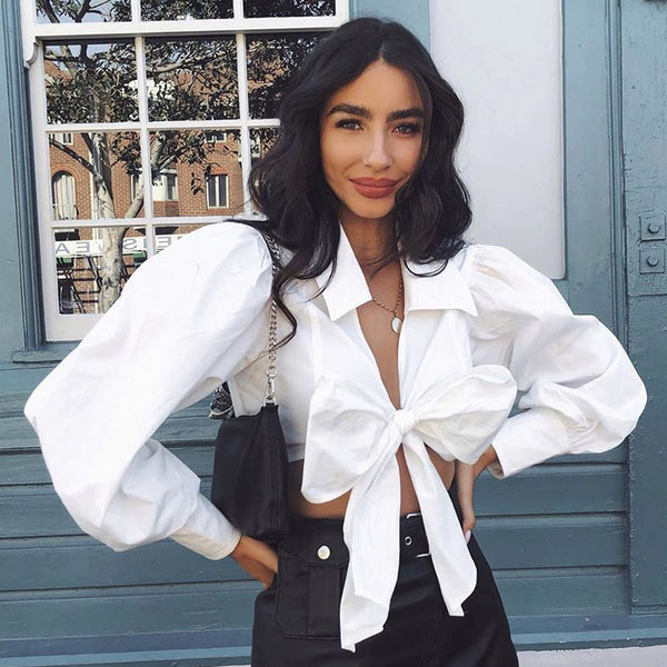 NLW Fashion Plaid V Neck Women Crop Tops and Blouse 2019 Autumn Wrap Lace up Short Shirt Female Casual Vintage High Street Blusa