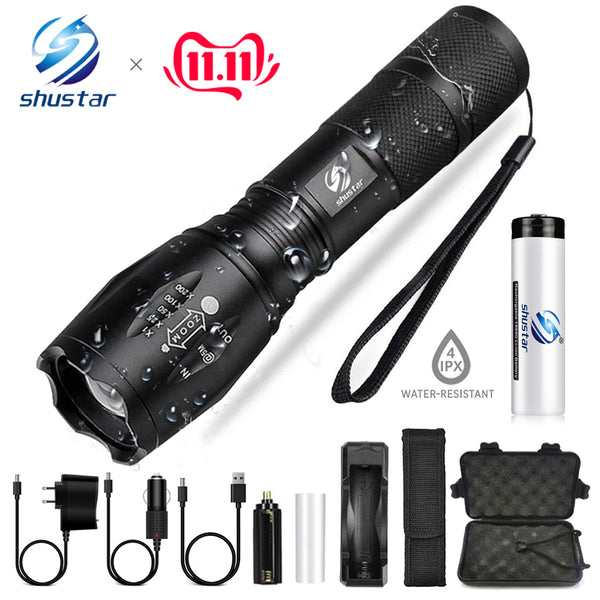 Led flashlight Ultra Bright torch T6/L2/V6 Camping light 5 switch Modes waterproof Zoomable Bicycle Light  use 18650 battery