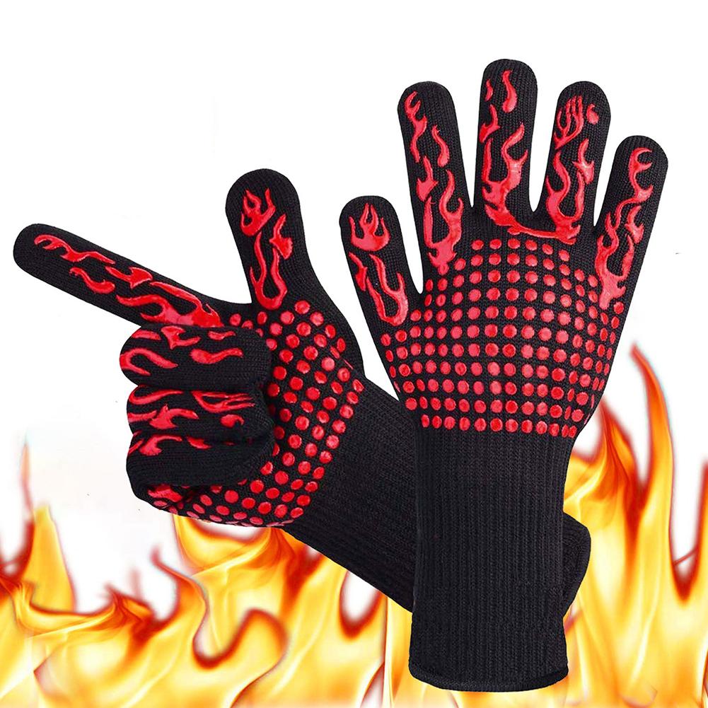 1 Pair High Temperature Resistant Oven BBQ Barbecue Grilling Cooking Gloves