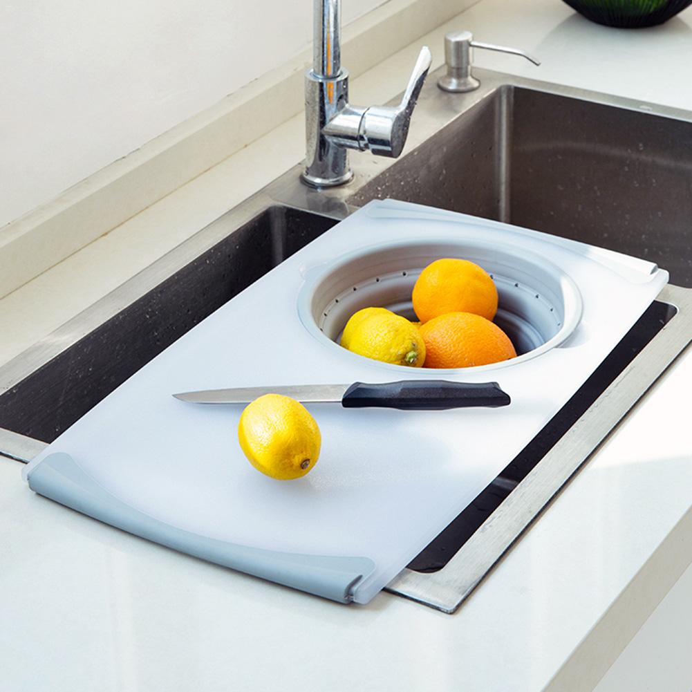 Innovative Chopping Board Detachable Folding Drain Basket Multi-Function 2 in 1 Sink Cutting Board Kitchen Tools