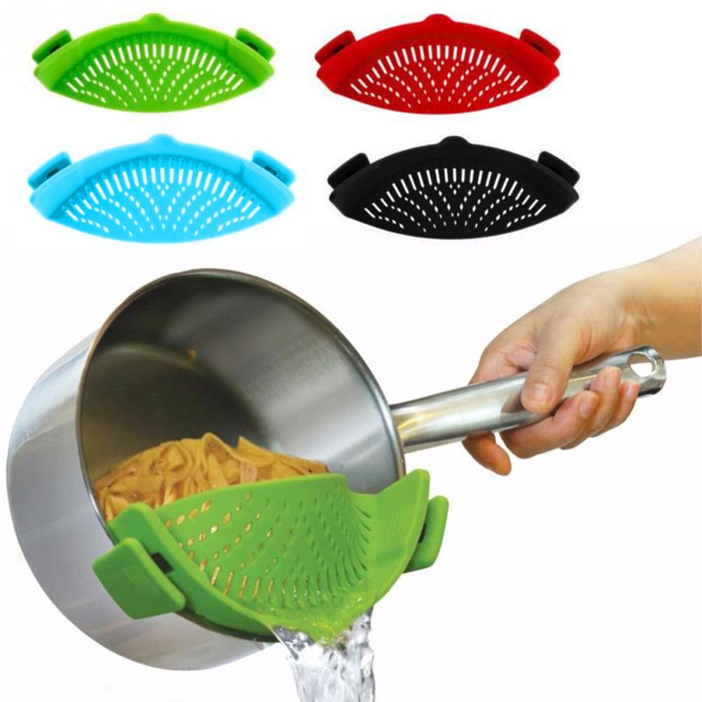 Silicone Colanders Kitchen Clip On Pot Strainer Drainer For Draining Liquid Univeral Draining Pasta Vegetable Tool