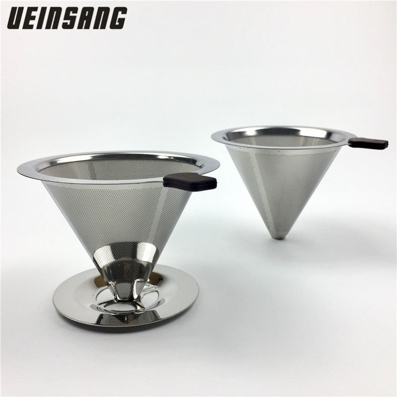 Reusable Coffee Filter Stainless Steel Holder Metal Mesh Funnel Baskets Drif Coffee Filters Dripper v60 Drip Coffee Filter Cup