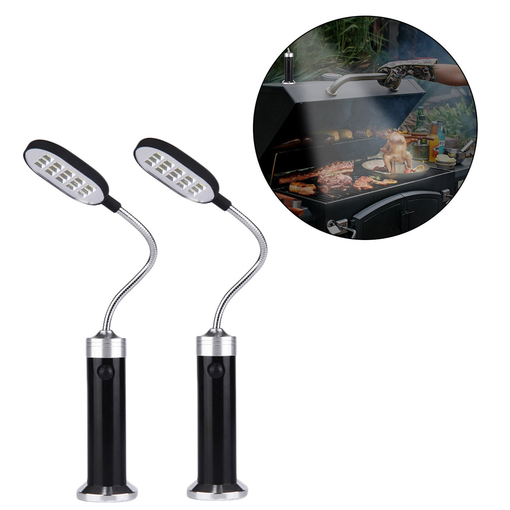 Behogar 2pcs Portable Magnetic 360Degree Adjustable LED Grill Light Lamp for BBQ Barbecue Grilling Outdoor Grill Tools